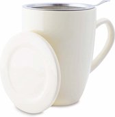 Mok met zeef en deksel - Theebeker Soft Cream - Créme - 350 ml