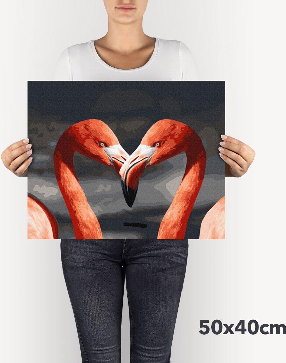 Schilderen Op Nummer Volwassenen DIY Paint By Number Compleet Hobby pakket Op Frame met Vernis - ®Arty Bee - Flamingo Duo 50x40cm — afbeelding 3