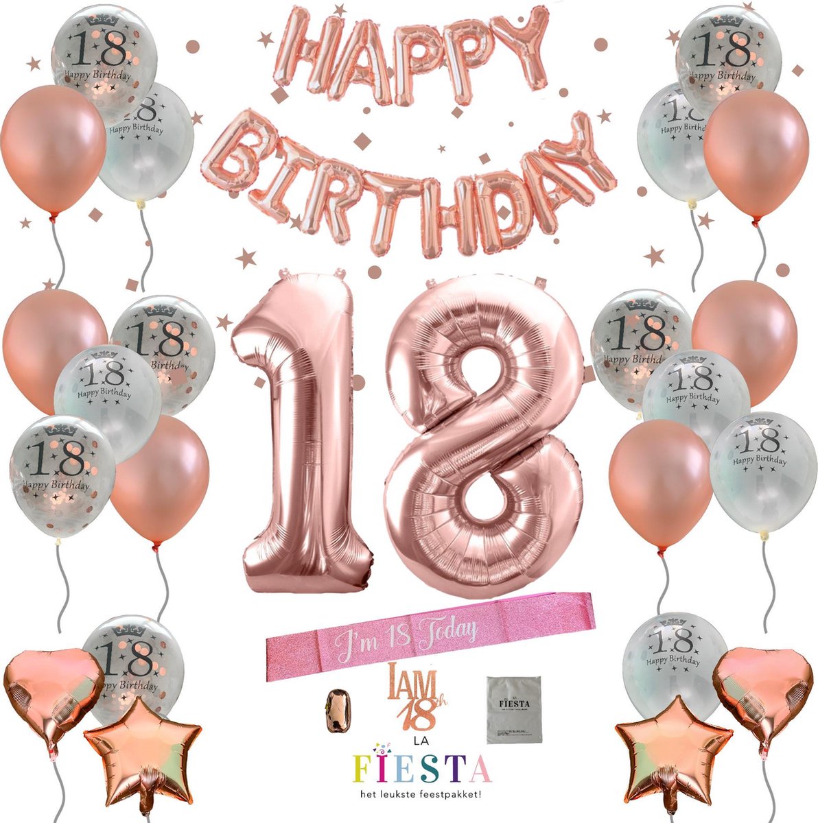 18 Jaar Verjaardag Versiering - Roségoud - Versiering Verjaardag -  Feestartikelen -... | Bol.Com