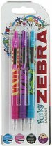 Zebra Funky Ballpoint set - 3 stylos à bille aux couleurs amusantes - Violet, Rose et Blauw