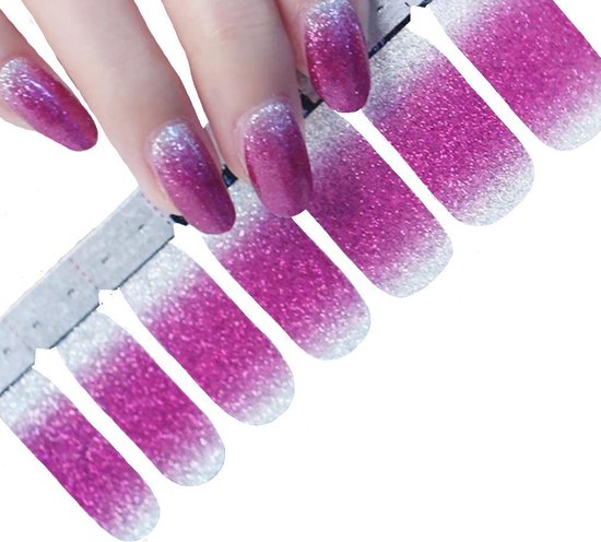 Foto: Nail wraps multiplaza roze wit zilver nagel patch nagellakstickers nagel strips siernaden nagel stickers