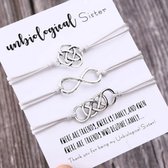 Sister - soul sisters armband - unbiogical sister - 3 stuks - wit- hanger infinity