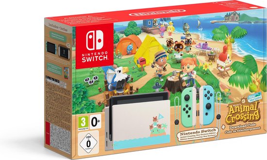 Nintendo Switch Console - Groen / Blauw - Nieuw model - Incl. Animal Crossing: New Horizons