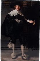 Decoratief Beeld - Meesters-op-hout. Rembrandt Marten. Rijksmuseum. - Hout - Lanzfeld - Multicolor - 19.5 X 3 Cm