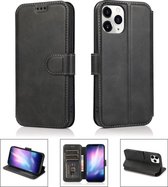 Leren hoesje iPhone 12 / iPhone 12 Pro - bookcase - zwart