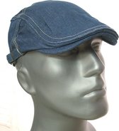 Katoenen denim spijker flatcap platte pet kleur blauw maat one size