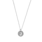 Letter ketting coin - initiaal J - Zilver - 40 cm