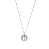 Letter ketting coin - initiaal N - Zilver - 40 cm