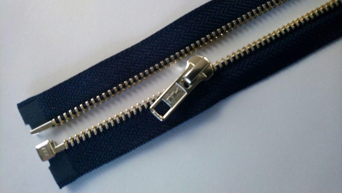 YKK Rits, Marine Blauw, deelbaar, nikkel-tandjes, lengte 50cm, per stuk.