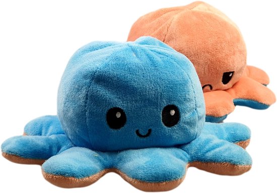 Cuddle Octopus Blauw/ pastel orange - Mood Cuddle Reversible - Reversible  Octopus -... | bol.com