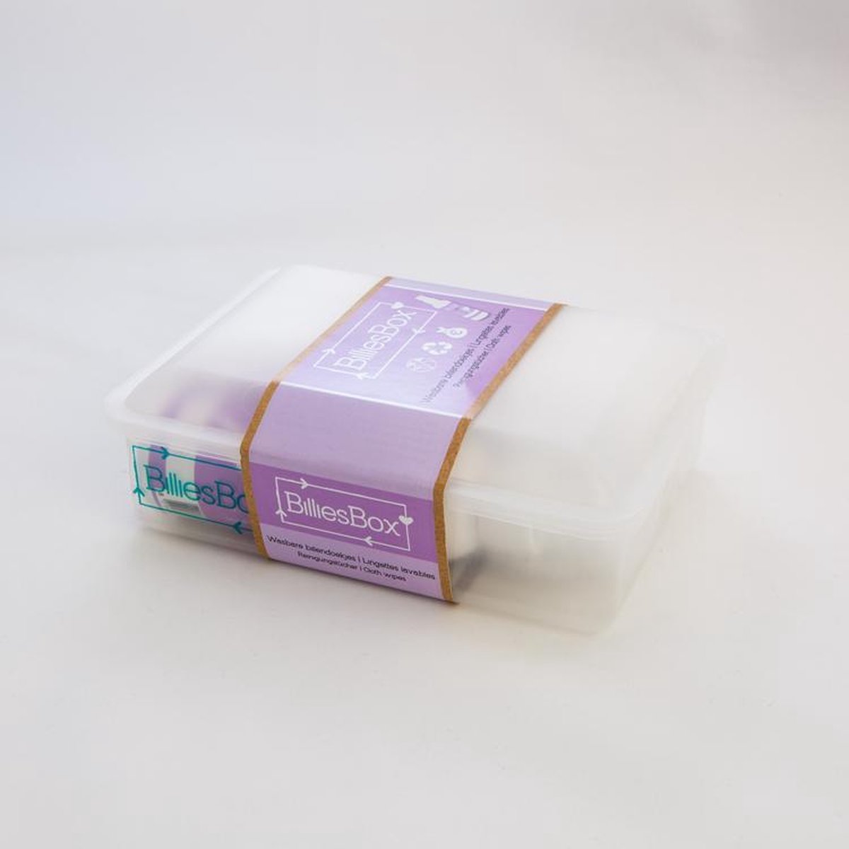 Goedkoopste BilliesBox wit, geur lavendel - Wasbare billendoekjes en lotion