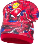 Spiderman muts omkeerbaar; rood/grijs 54 cm rode rand.