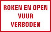 Bord met tekst 'Roken open vuur verboden' kunststof 400 x 250 mm