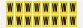 Letter stickers alfabet - 20 kaarten - geel zwart teksthoogte 25 mm Letter W