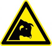 Pas op stier sticker - ISO 7010 - W034 400 mm