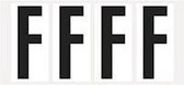 Letter stickers alfabet - 20 kaarten - zwart wit teksthoogte 95 mm Letter F