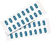 Set cijfer stickers 0-9 - zelfklevende folie - 20 kaarten - blauw wit teksthoogte 25 mm
