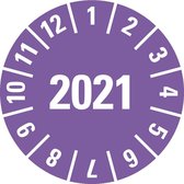 Keuringssticker met heel jaartal, boekje 35 mm - 60 per boekje 2021