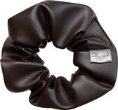 Ellastiek scrunchie Bruin Faux leer  - haarelastiekjes - haar accessoire - luxe uitstraling en kwaliteit- Handmade in Amsterdam (Borisstiek)