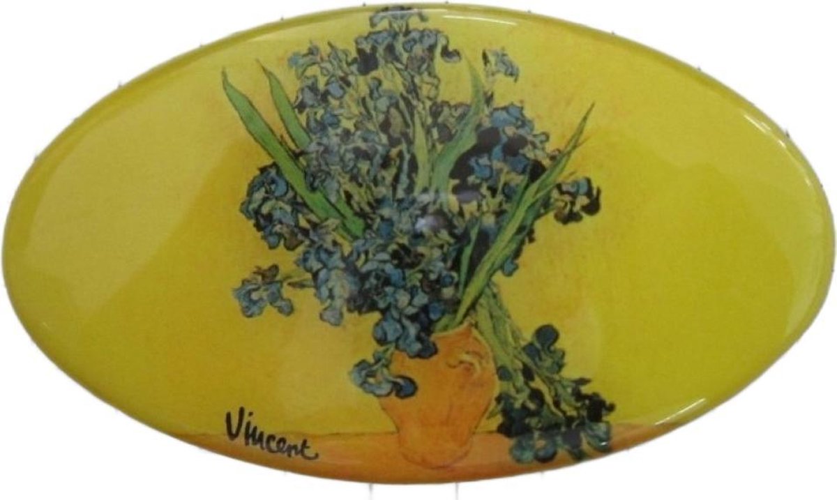 Haarspeld / Haarclip 8 cm uitstekende kwaliteit, Vaas Iris Vincent Van Gogh