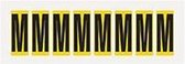 Letter stickers alfabet - 20 kaarten - geel zwart teksthoogte 50 mm Letter M