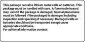 Sticker 'This package contains Lithium-Metal batteries' 100 x 50 mm