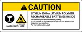 Sticker 'Caution! Lithium-Ion batteries inside' verpakkingsetiket 105 x 37 mm