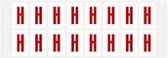 Letter stickers alfabet - 20 kaarten - rood wit teksthoogte 25 mm Letter H