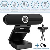 Riffaa Webcam voor Pc met Microfoon - Full HD Webcam 1080p - Inclusief tripod en klepje - Windows en Mac - Webcams met usb