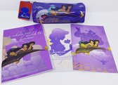 DISNEY ALADDIN SCHOOLSET - ETUI NOTITIEBOEKJE EN 2 SCHRIFTEN - 4 DELIG