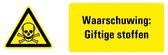 Waarschuwing voor giftige stoffen tekststicker 400 x 150 mm