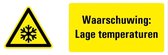 Tekststicker waarschuwing lage temperaturen 200 x 75 mm