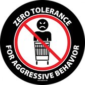 Vloersticker 'Zero tolerance for aggressive behavior', zwart, 150 mm