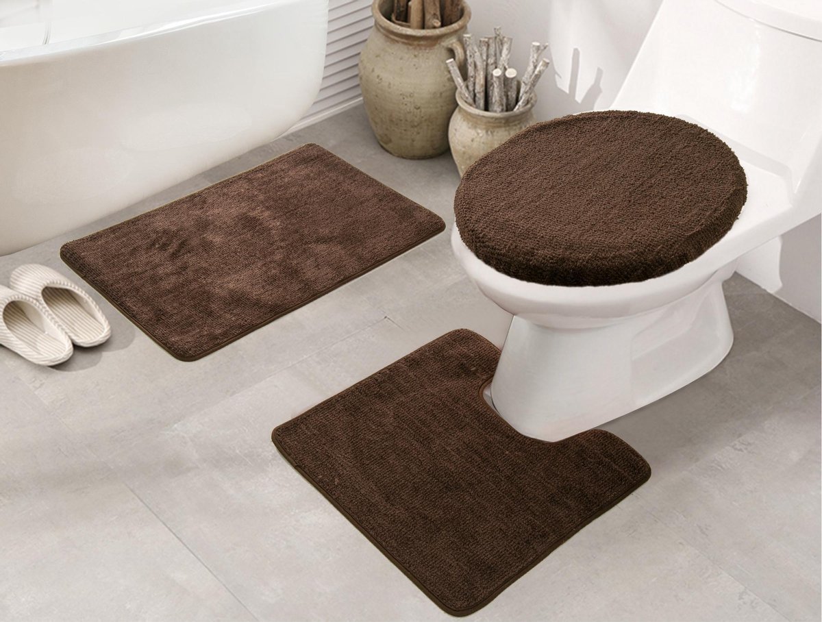 Lucy's Living Luxe 3 SET badmat 50 x 80 cm + WC mat 50 x 50 cm+ toilethoes 50 x... | bol.com