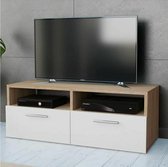 Houten moderne tv-meubelstandaardtafel - plankenkast - huismeubilair  Wit - Licht eik