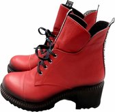 La Pèra Rode leren bikerboots met hak Laars Cassido rood - Maat 40