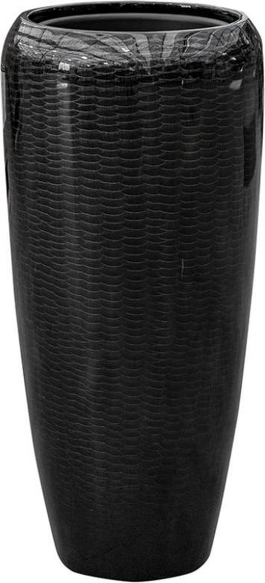 Vida vaas zwart 75cm hoog | Zwarte hoogglans vaas met snakeskin design |  Hoge grote... | bol.
