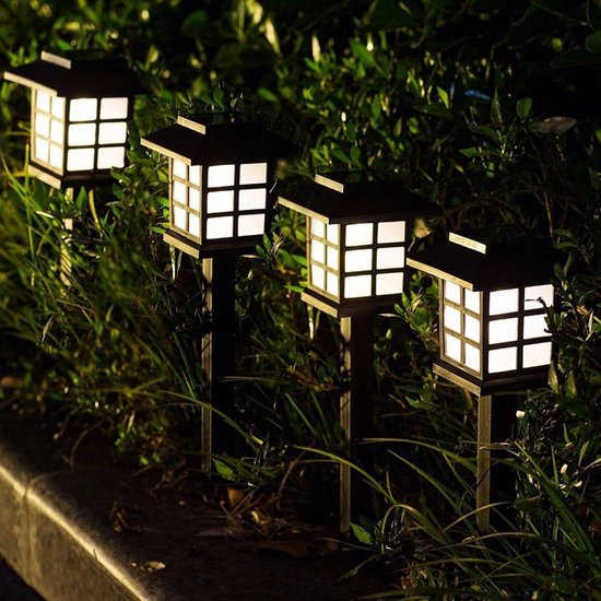 Rjproductions | Solar LED tuinverlichting | van 4 stuks | Natuurlijk wit Brandt... | bol.com