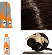 XP100 haarverf pakket kleur 4.20  Middenbruin & Violet & Natuur (1x 100ML) met 3% waterstof ( 1x 250ML) incl verfbakje, kwast, maatbeker, puntkam en handschoenen