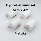 Elastisch Hydrofiel windsel 6cm x 4m | 4 stuks | Verbanddoos | EHBO | First Aid Kit | Geschikt voor Huis, Auto, Camping, Boot, Op Reis, Sport