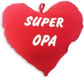 Sierkussen - Hart Met Tekst "super Opa" - Rood - 15 Cm X 30 Cm
