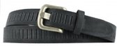 Leren riem donker grijs met gleufjes 3 cm breed - Maat 115 - Met nikkelvrije gesp - De Riemenspecialist
