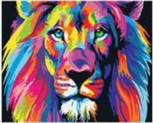 Schilderen op nummer leeuw – 40 x 50 cm - Paint by number volwassenen – Nummer schilderen voor volwassenen - Hobby en creatief – Hobby materialen volwassenen - diy pakket volwassenen