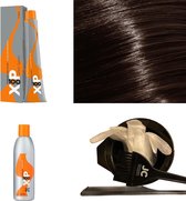 XP100 haarverf pakket kleur 5.77  Lichtbruin & Bruin intensief (1x 100ML) met 9% waterstof ( 1x 250ML) incl verfbakje, kwast, maatbeker, puntkam en handschoenen