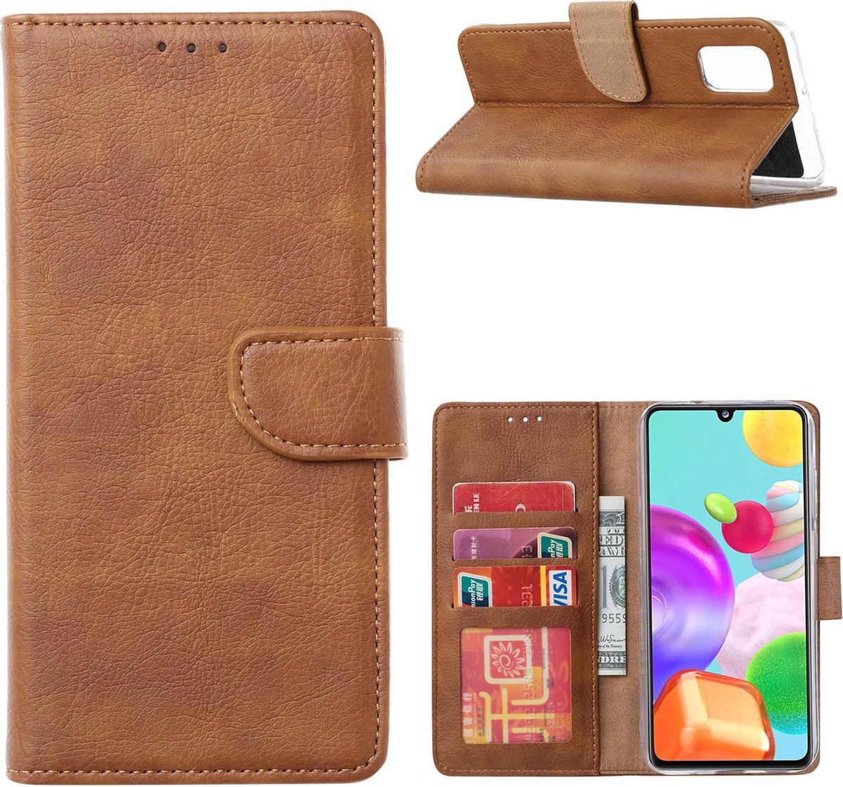 Hoesje geschikt voor Samsung Galaxy S21FE book case - cover - portemonnee hoesje - Bruin- EPICMOBILE
