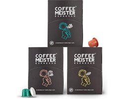 CoffeeMeister | Proefpakket 240 koffiecups | Medium, dark en extra dark roast | Nespresso compatibel