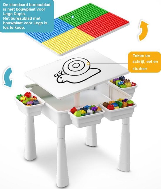 Een effectief Coöperatie Productiecentrum ViKids 6-in-1 Kindertafelgroep - 1 kindertafel + 2 stoellen + 4 opbergdozen  +... | bol.com