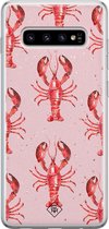 Samsung S10 hoesje siliconen - Lobster all the way | Samsung Galaxy S10 case | Roze | TPU backcover transparant