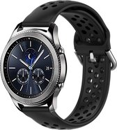 Siliconen Smartwatch bandje - Geschikt voor  Samsung Gear S3 siliconen bandje met gaatjes - zwart - Horlogeband / Polsband / Armband