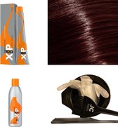 XP100 haarverf pakket kleur 4.5  Middenbruin & Mahonie (1x 100ML) met 9% waterstof ( 1x 250ML) incl verfbakje, kwast, maatbeker, puntkam en handschoenen